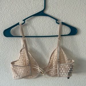 Nude floral embroidered bra